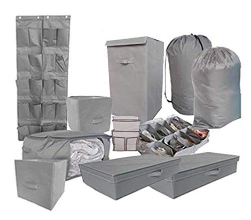 DormCo 12PC Complete Organization Set - TUSK Storage - Gray