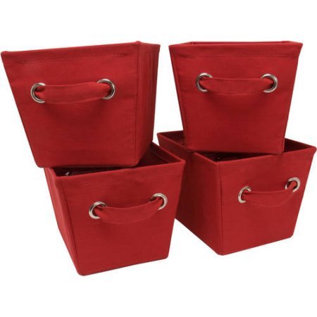 Mini Canvas Bins with Front Index Holder, Set of 4, Red Sedona