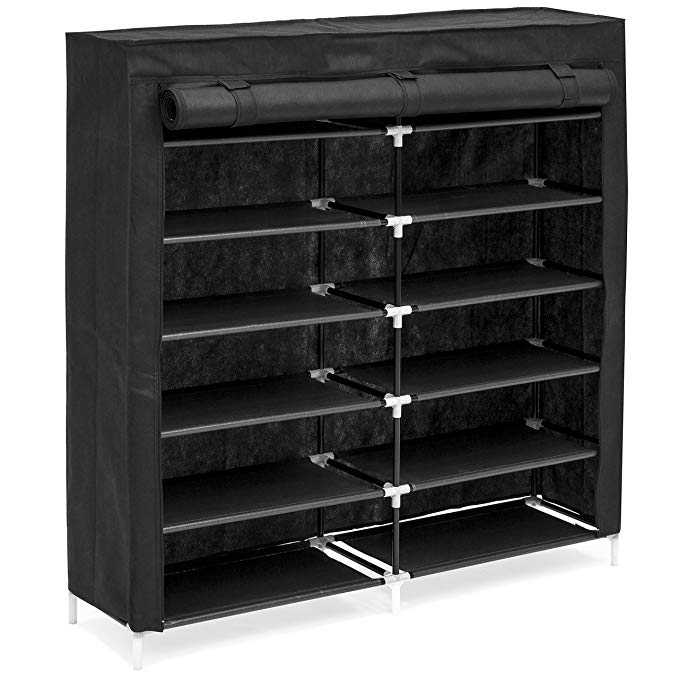 Best Choice Products 6-Tier 36-Shoe Portable Home Shoe Storage Rack Closet Organization System w/Fabric Cover - Black